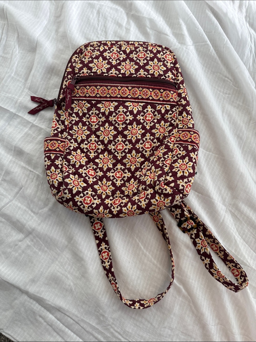 Vera Bradley retired medallion Burgundy Floral Quilted Mini Backpack